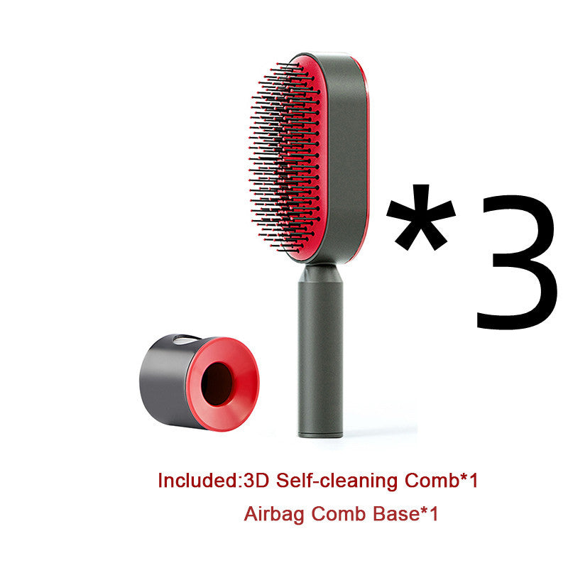 2-in-1 Self-Cleaning Hair Brush for Women – Anti-Static Detangling Comb with Scalp Massage & Air Cushion | For All Hair Types
