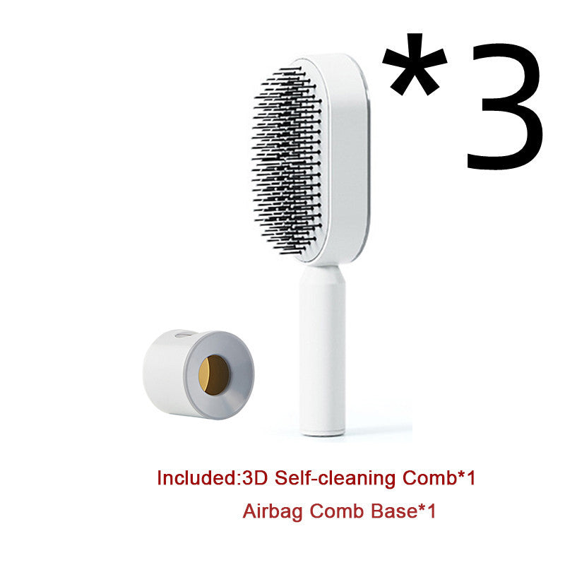 2-in-1 Self-Cleaning Hair Brush for Women – Anti-Static Detangling Comb with Scalp Massage & Air Cushion | For All Hair Types