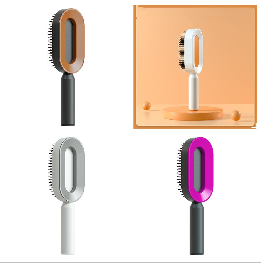 2-in-1 Self-Cleaning Hair Brush for Women – Anti-Static Detangling Comb with Scalp Massage & Air Cushion | For All Hair Types