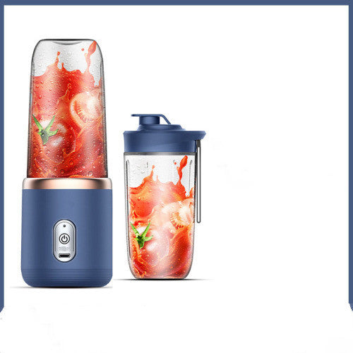 6-Blade Portable USB Blender – Mini Juicer Cup & Smoothie Maker | Rechargeable Fruit Mixer & Ice Crusher (400mL, Dark Blue)