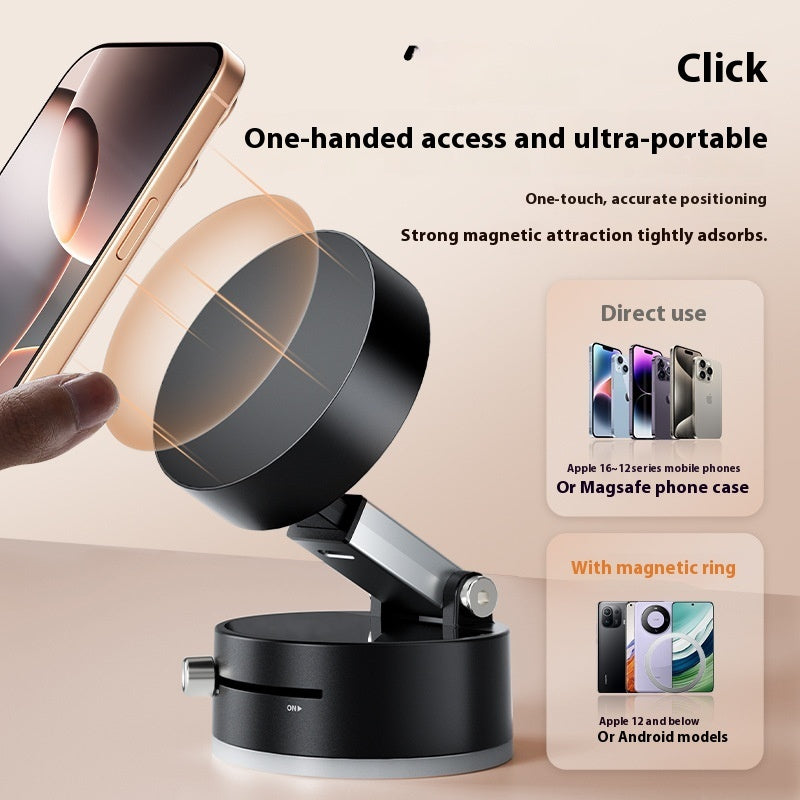 Foldable Magnetic Vacuum Car Phone Holder – Strong Suction Cup Mount for Hands-Free Navigation (Universal Fit)