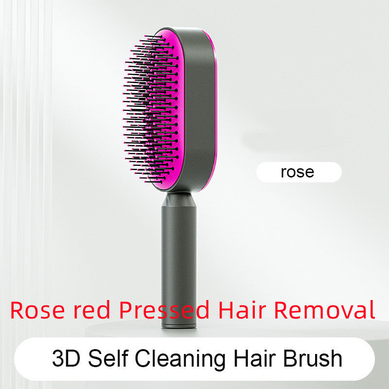 2-in-1 Self-Cleaning Hair Brush for Women – Anti-Static Detangling Comb with Scalp Massage & Air Cushion | For All Hair Types