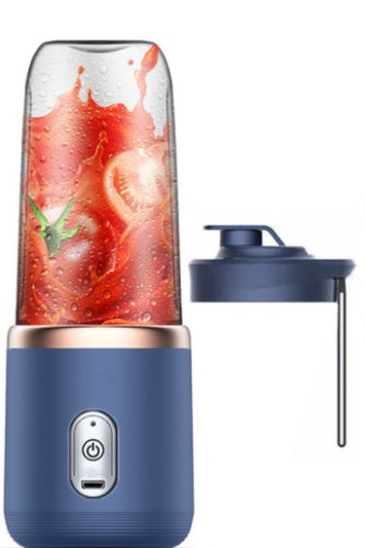 6-Blade Portable USB Blender – Mini Juicer Cup & Smoothie Maker | Rechargeable Fruit Mixer & Ice Crusher (400mL, Dark Blue)
